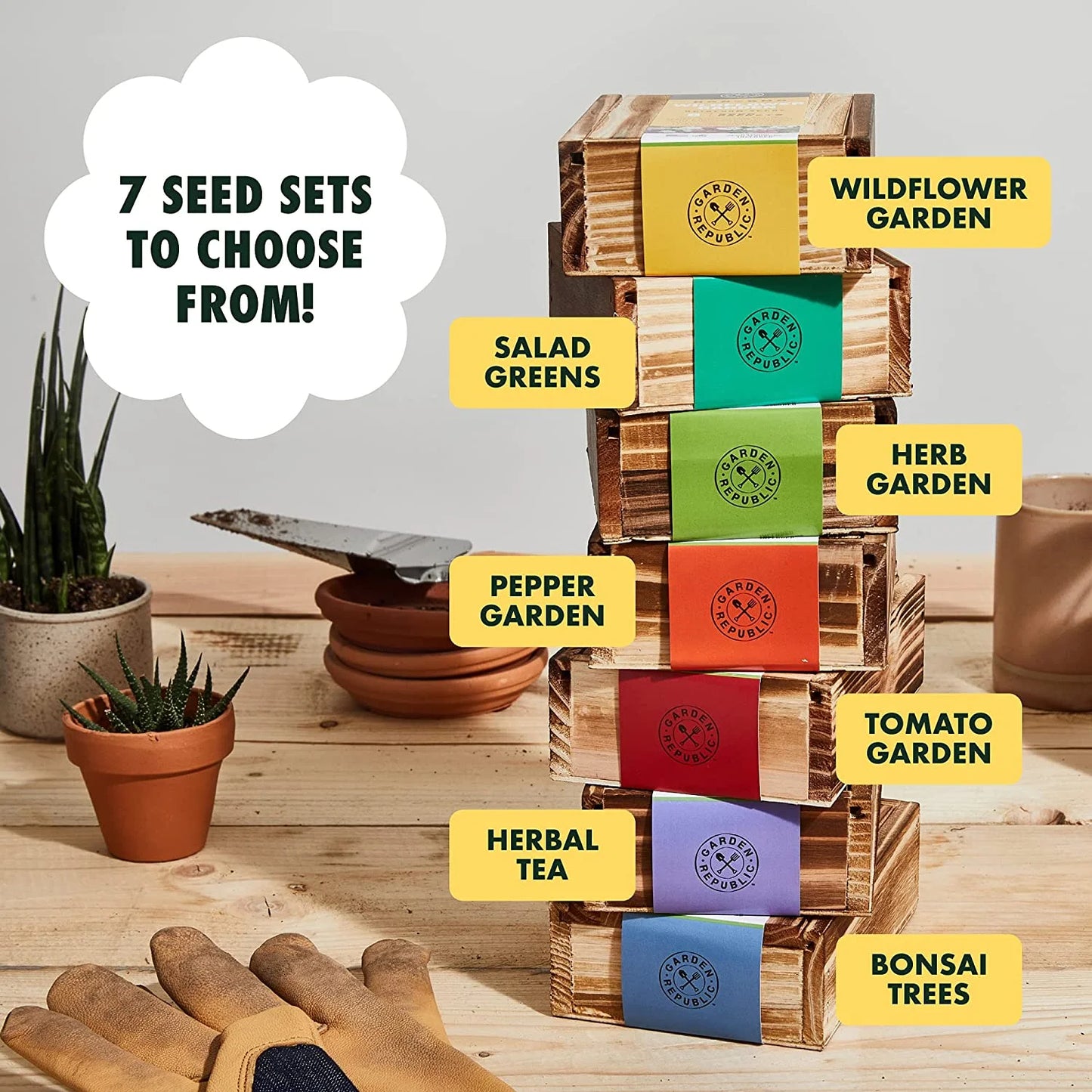 8-Variety Bonsai Seed Box with Wooden Plant Markers