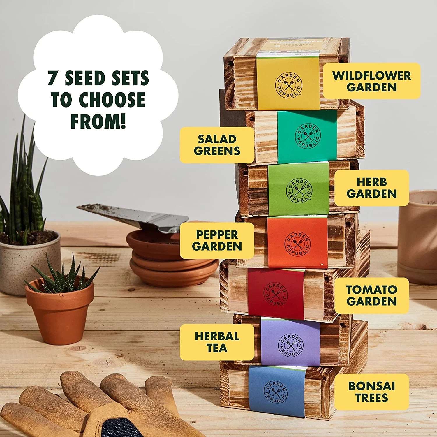 8-Variety Bonsai Seed Box with Wooden Plant Markers