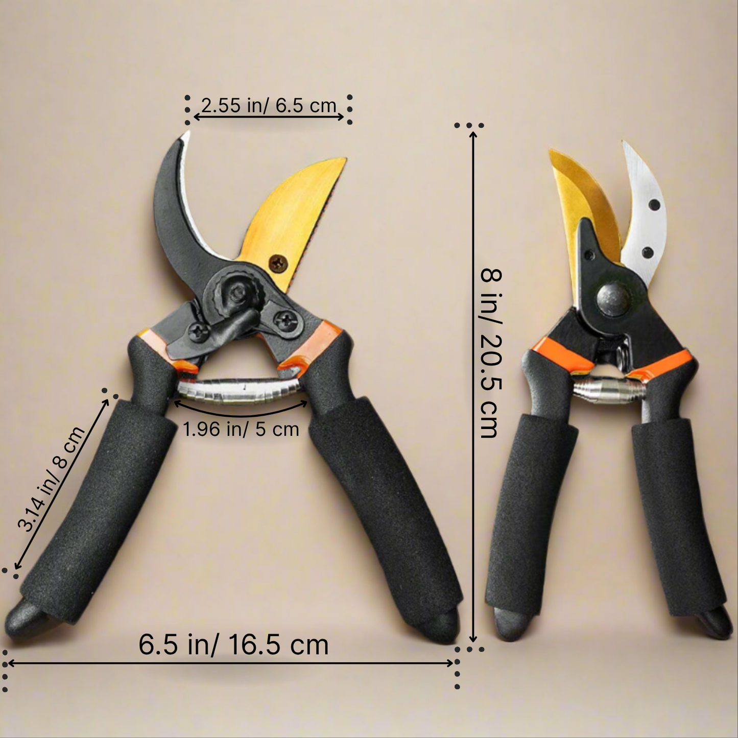 Pruning Shears with Non-Slip Handle Titanium Steel - 8 Inch