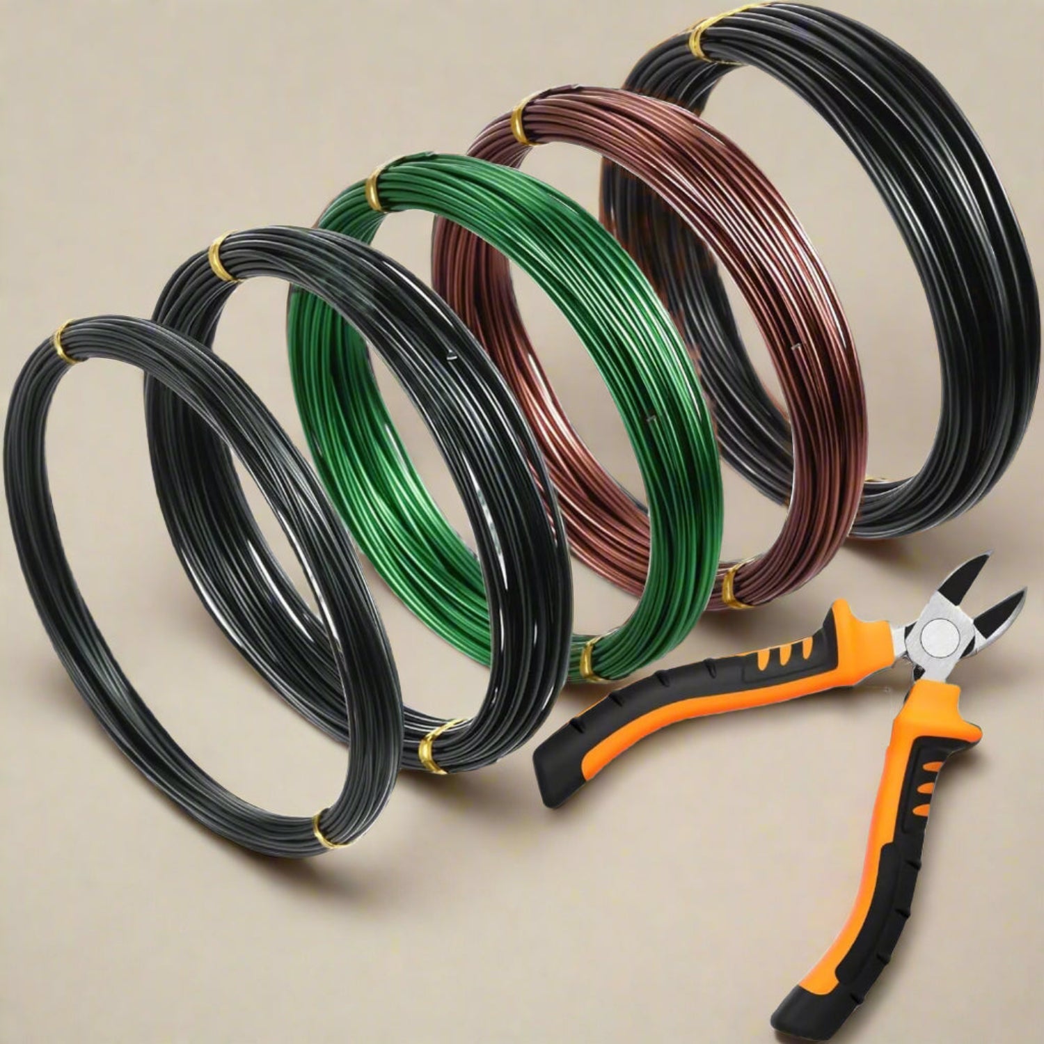 5 Roll Aluminum Bonsai Training Wire & Cutter Set - 160 Feet Total with Adjustable Anodized Wire 1/1.5/2.0 Mm for Fine Trunk & Branch Control