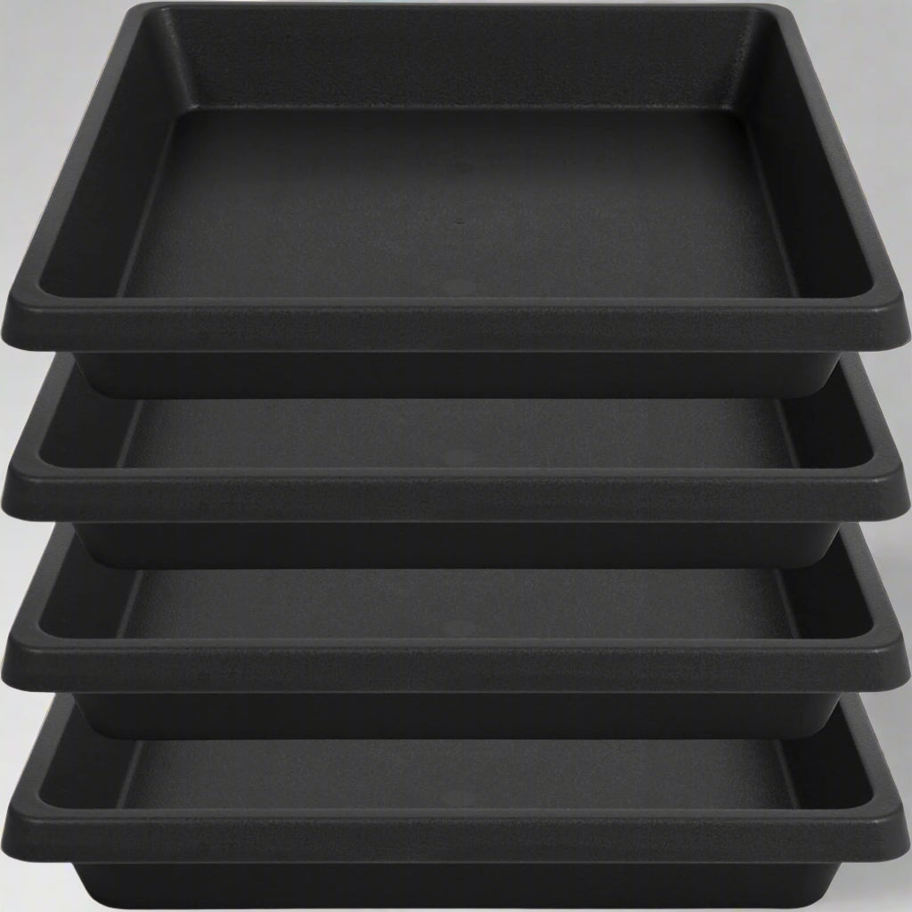 Square Plant Saucer 6 Inch 4 Pack 8 10 12 14 16 18 20 Inch Plant Drip Trays, Plant Trays for Pots, Plant Saucers for Indoors and Outdoors, Water Catcher Tray, Seed Starting Tray, Growing Trays