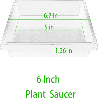 Square Plant Saucer 6 Inch 4 Pack 8 10 12 14 16 18 20 Inch Plant Drip Trays, Plant Trays for Pots, Plant Saucers for Indoors and Outdoors, Water Catcher Tray, Seed Starting Tray, Growing Trays