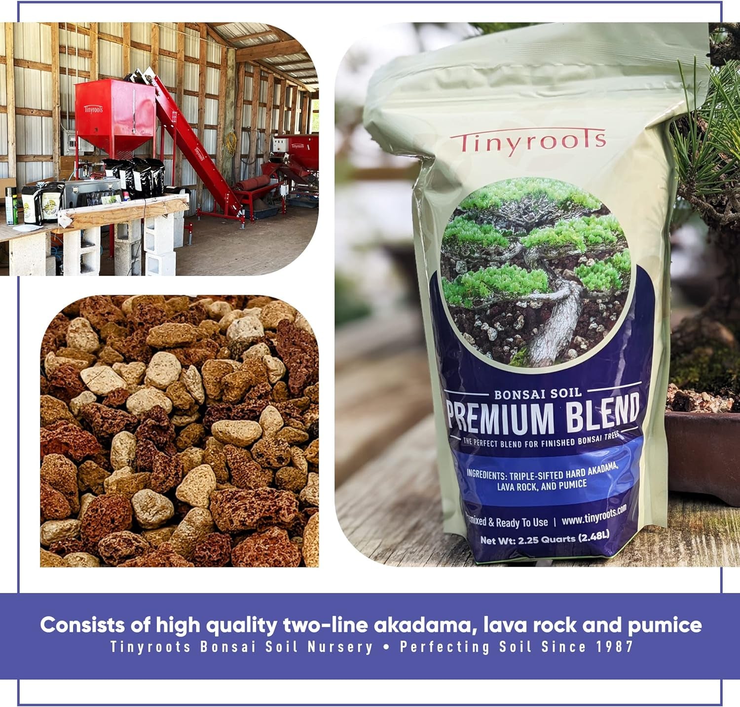 Premium Bonsai Soil -  2.25 Quart Soil Blend for Finished Bonsai, Ideal for Water Retention and Root Development, Made from Genuine Akadama, Red Lava Rock and Pumice